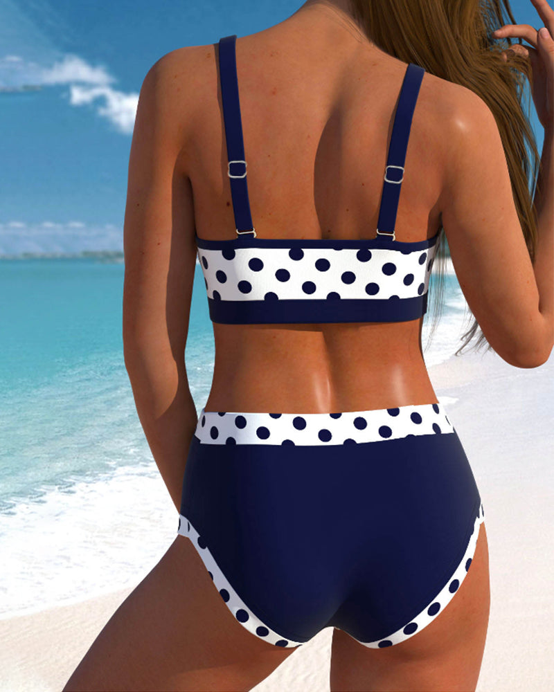 Hannah | Patchwork-bikini met hoge taille en erwten