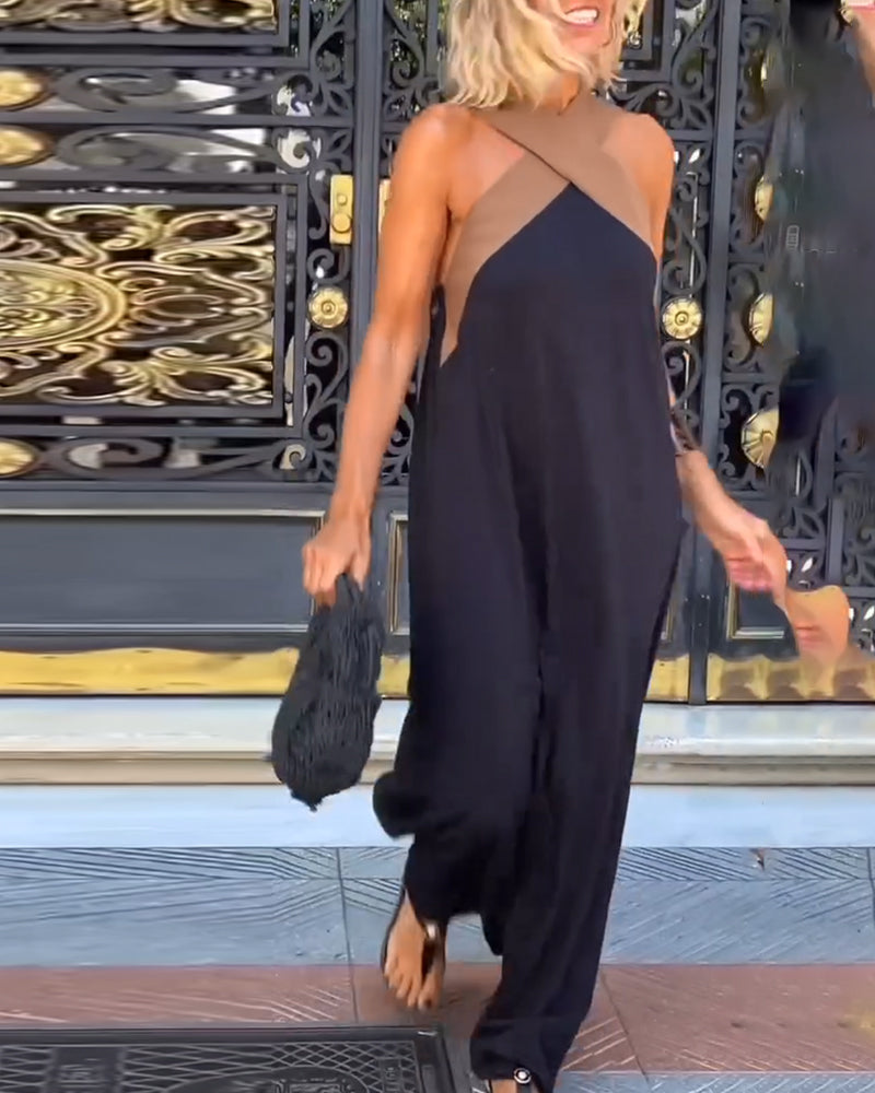 Linda-Modehuis™ | Elegante Jurk met Ontblote Rug en Modieuze Kraag