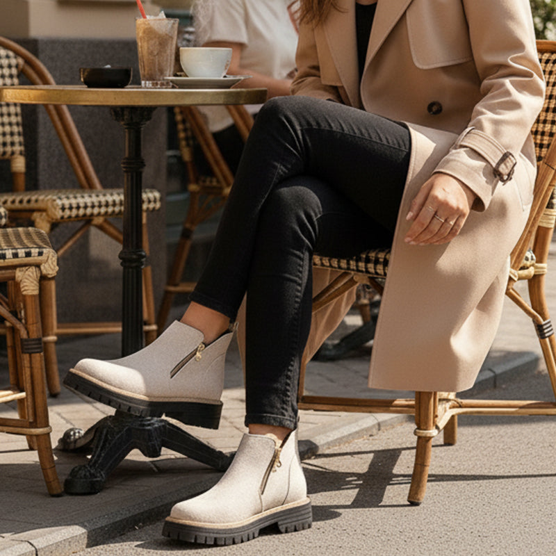 Linda-Modehuis enkelboots met ronde neus en ritssluiting aan de zijkant