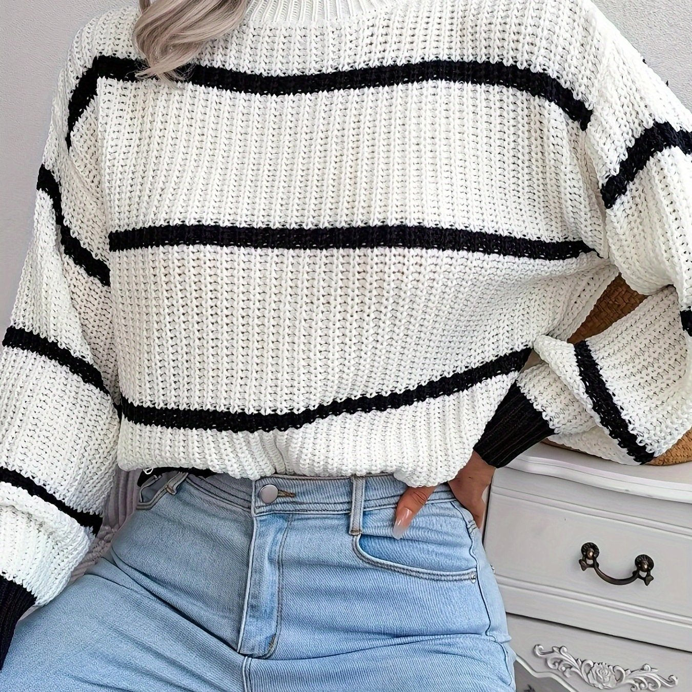 Elegante Gestreepte Damestrui – Warm & Stijlvol voor Herfst/Winter