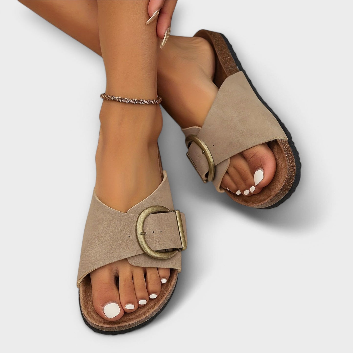 Linda-modehuis™ Instapsandalen met Elegant Gesp