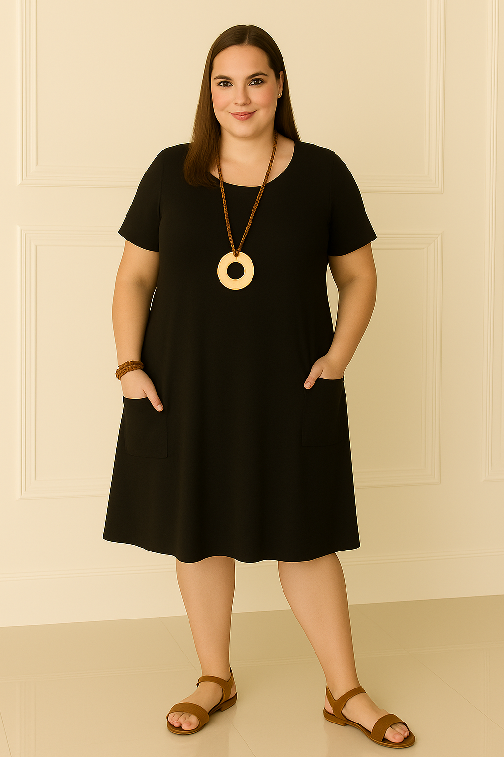 Linda-Modehuis | Relaxte jurk – Plattebuikeffect