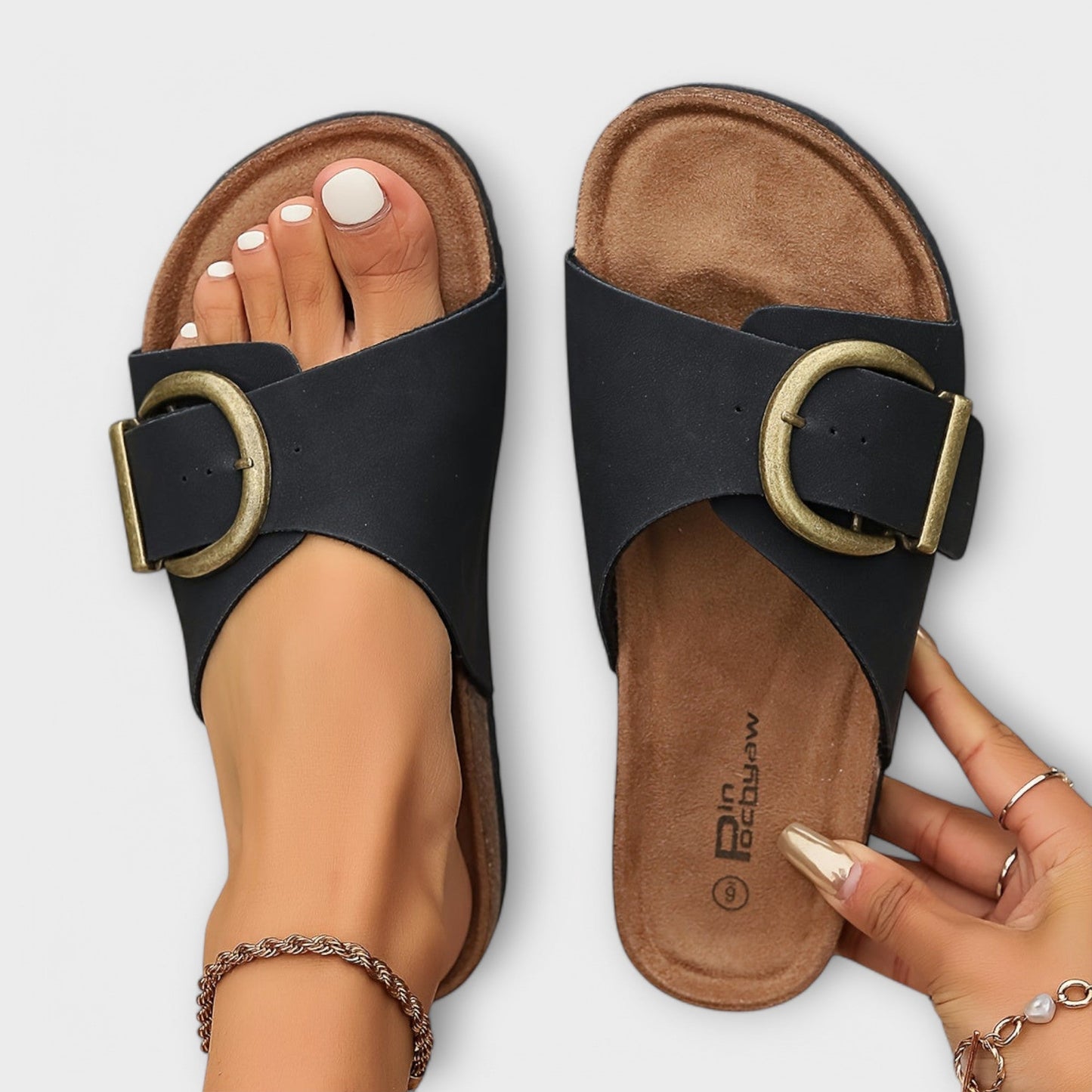Linda-modehuis™ Instapsandalen met Elegant Gesp