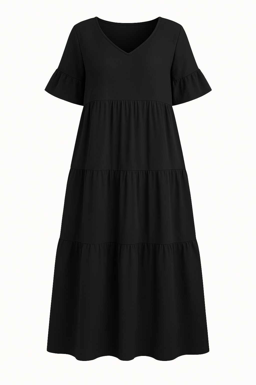 Linda-modehuis™| V-halsjurk met subtiel taille-effect |