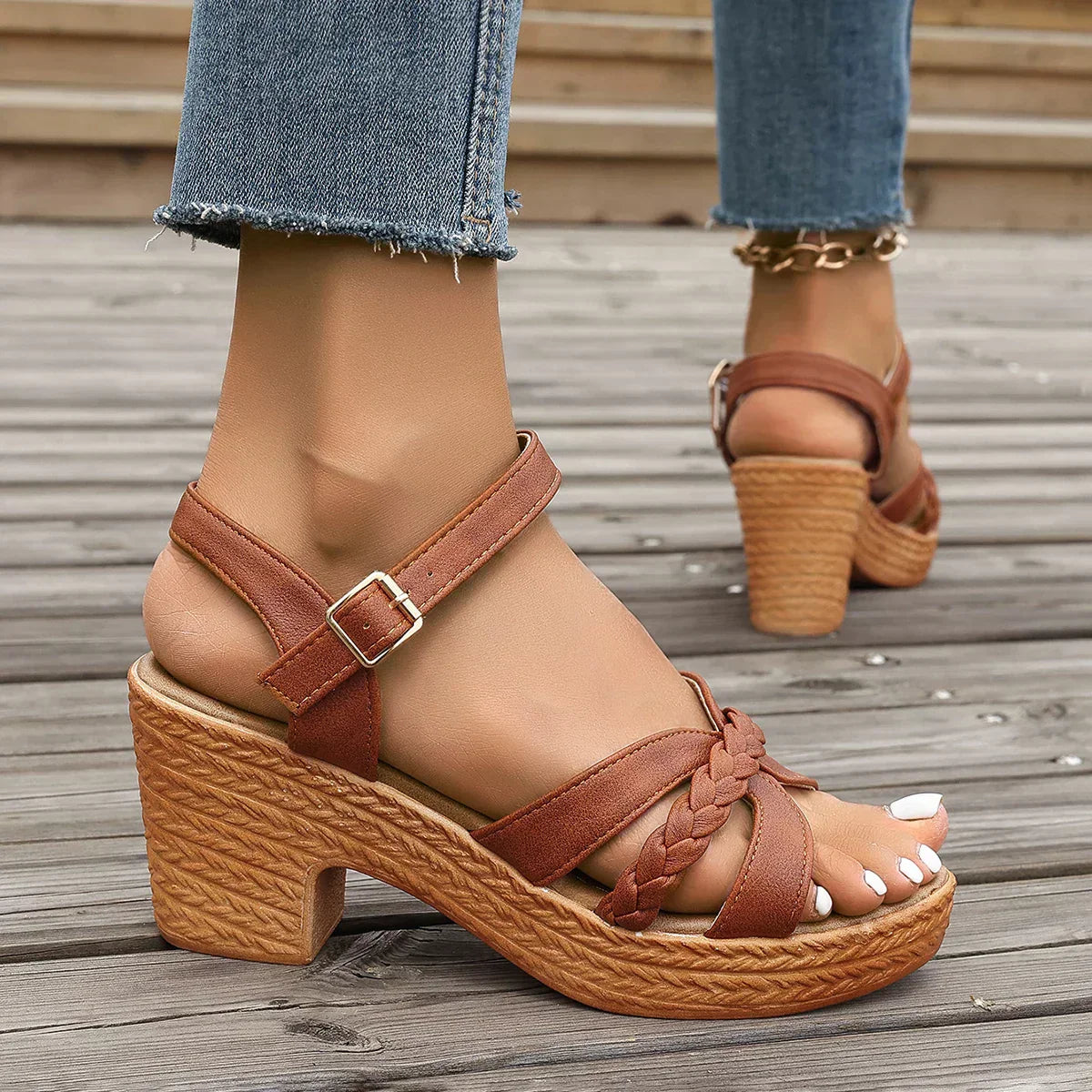 Linda-Modehuis™ | Sandalen met Middelhoge Hak