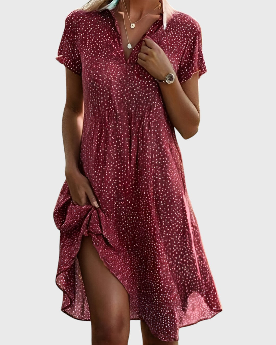 Linda-Modehuis™ | Midi Jurk Verfijnd en Vloeiend voor een Vrij en Zeker Stijl